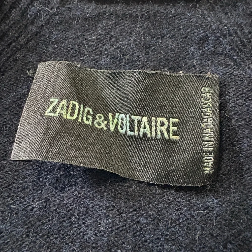 Zadig & Voltaire Lemy Navy Sweater Open Front Cardi w Stud Detail Down Sleeves - Picture 8 of 13